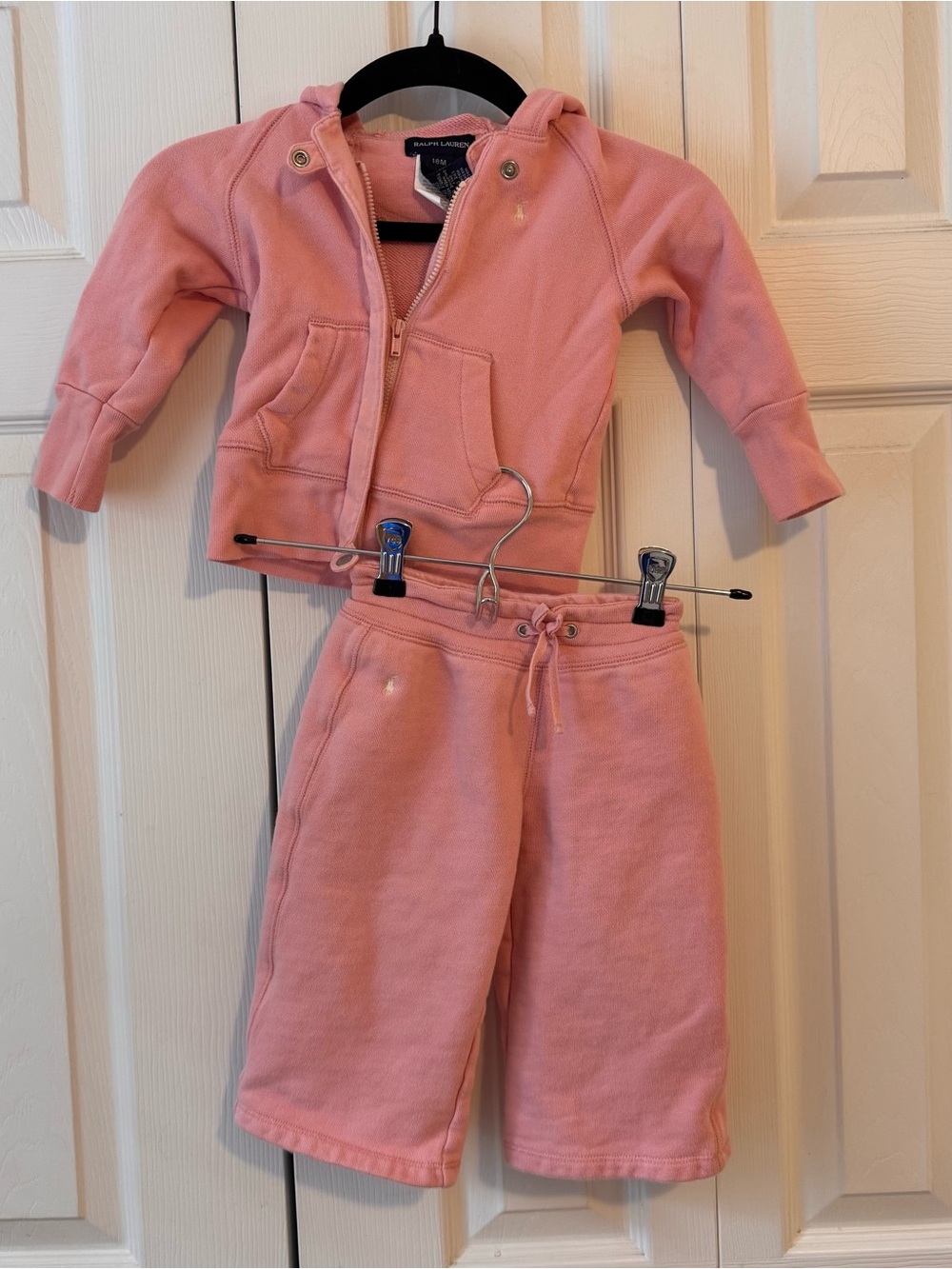 Ralph Lauren Girls' Pink Hooded Sweatshirt & Drawstring Sweatpants Set